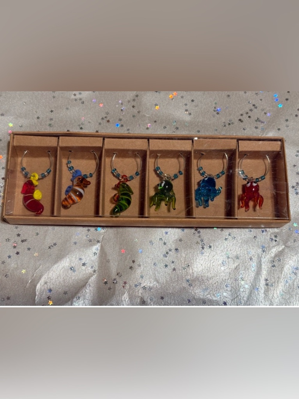 Set of 6 “sea animals” Glass/Wine Glass Markers/charms  Set